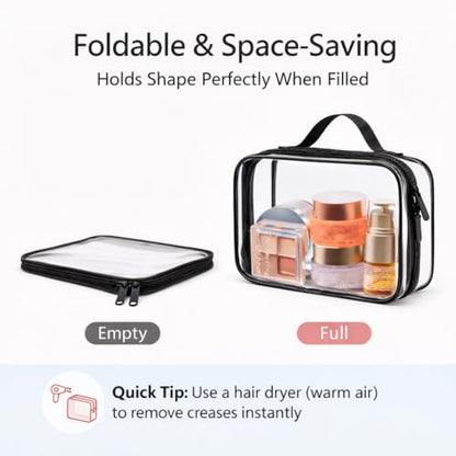 PACKISM Clear Makeup Bag Travel - TSA Approved Toiletry Bag, 2 Pack Black - color: 01 Elegant Black, size: Full Vacation (Mixed Sizes)