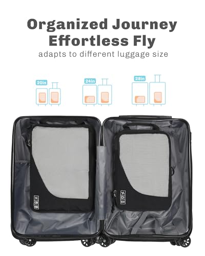 2 Set Compression Packing Cubes for Suitcases,Luggage,Travel Bag Organizer - color: Black-2 PCS