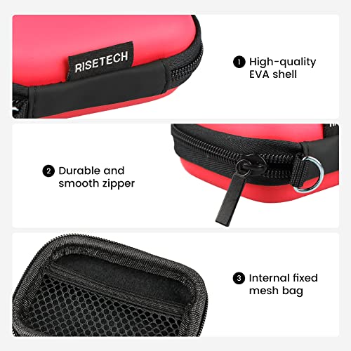 Earbud Case, RISETECH Earphone Case Holder Hard EVA Headphone Small Zipper Pouch Compatible with Beats Fit Pro, TOZO T6, Bose Soundsport, EarPods, AirPods, Sony Wired Earbuds with Keychain -Red - color: Red