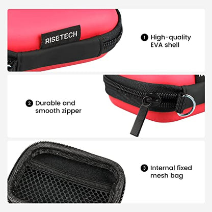 Earbud Case, RISETECH Earphone Case Holder Hard EVA Headphone Small Zipper Pouch Compatible with Beats Fit Pro, TOZO T6, Bose Soundsport, EarPods, AirPods, Sony Wired Earbuds with Keychain -Red - color: Red