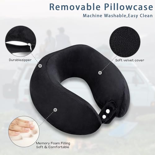 Neck Pillow Airplane Memory Foam Travel Pillows Black - color: Black