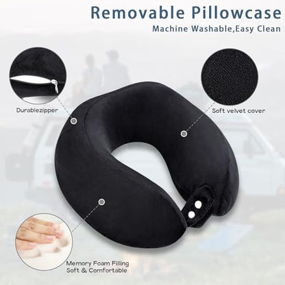 Neck Pillow Airplane Memory Foam Travel Pillows Black - color: Black