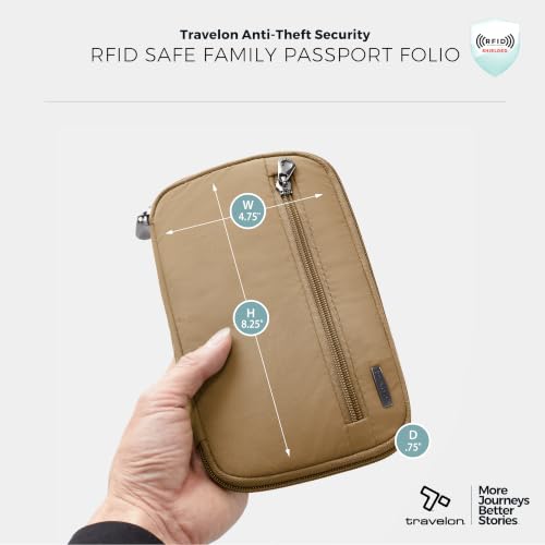 Travelon RFID Blocking Family Passport Wallet - color: Latte