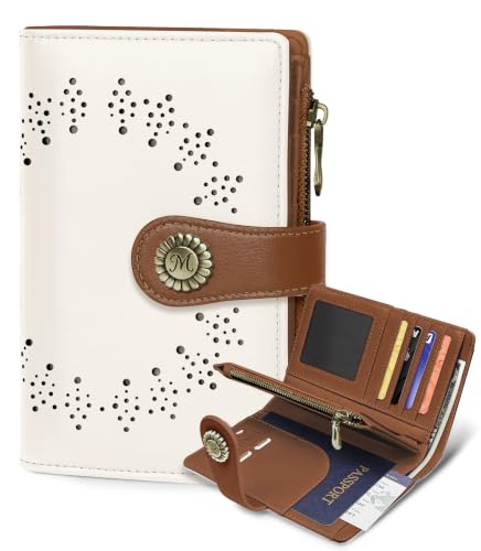 Beige Brown Wallet Women RFID, Passport Holder, Credit Card Holder - color: Black & Brown