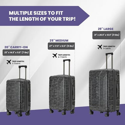 Spyder Matrix 25 Inch Expandable Hardside Upright Suitcase with 360° Spinner Wheels, TSA Approved Lock, Gray/Black - color: Gray/Black, size: Medium Checked