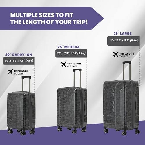 Spyder Matrix 20 Inch Expandable Hardside Upright Suitcase with 360° Spinner Wheels, TSA Approved Lock, Gray/Black - color: Gray/Black, size: Carry-On