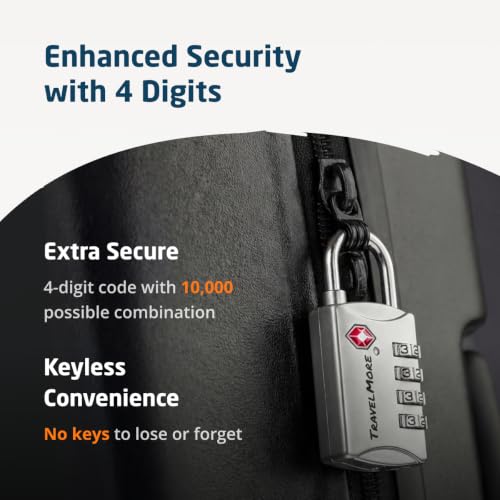 TravelMore Luggage Locks TSA Approved, 4-Digit Travel Combination Locks - color: Silver, size: 5 Pack