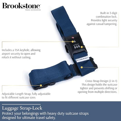 Brookstone Luggage Strap 2-in-1 TSA-Approved Expandable Strap - color: Blue, size: One Size