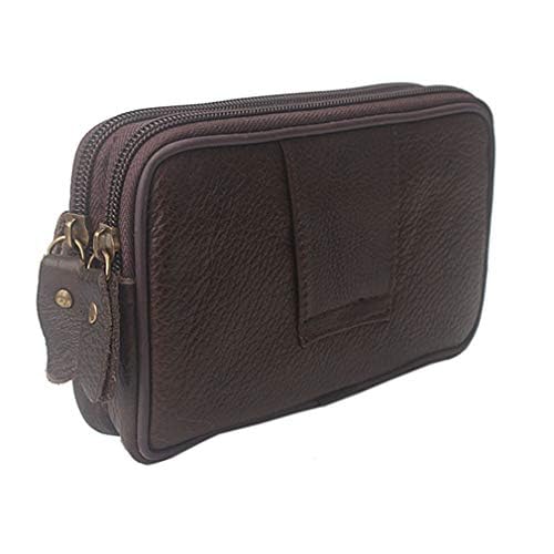Leather Phone Belt Bag Holster Pouch for Men Loop Flip Coin Purse Case Cell Phone Waist Pack Pouch Case - color: #07coffee