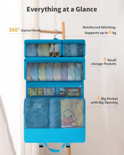 ECOHUB Hanging Travel Closet Portable Luggage Organizer Packing Bag,Teal - color: Teal