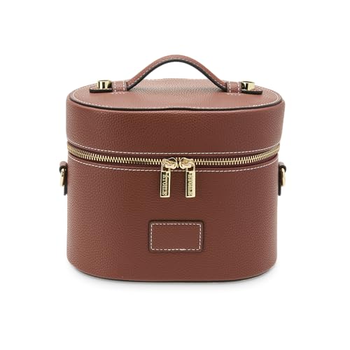 ETOILE - Oval Toiletry Case Ginger brown - Travel Makeup Bag Organizer with Shoulder Strap and Removable Divider - color: Ginger Brown