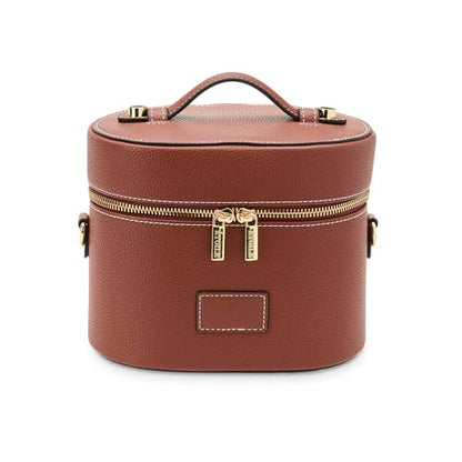 ETOILE - Oval Toiletry Case Ginger brown - Travel Makeup Bag Organizer with Shoulder Strap and Removable Divider - color: Ginger Brown