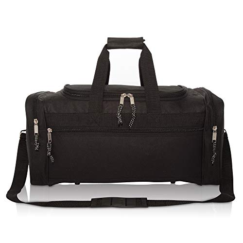 DALIX 21" Blank Sports Duffle Bag Gym Bag Travel Duffel Adjustable Strap in Black - color: Black