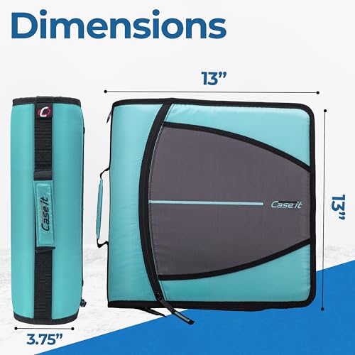 Case-it Zipper Binder | 3-Inch O-Rings | 600-Sheet | D-146 Spearmint Blue - color: C Spearmint Blue, size: 1 Pack