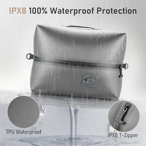 VJI 18L Vacuum Bag for Travel with Built-in Pump, IPX8 Waterproof, Grey - color: Grey