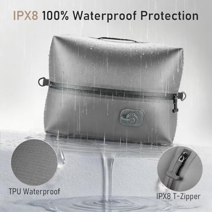 VJI 18L Vacuum Bag for Travel with Built-in Pump, IPX8 Waterproof, Grey - color: Grey