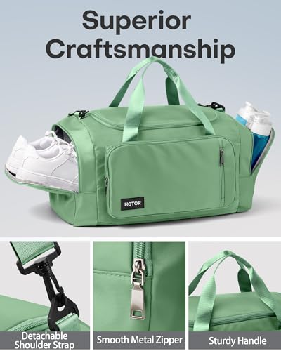HOTOR Gym Bag, Duffle Bag with Shoe Compartment, Green 20.5x11x10.6 Inch - color: Green, size: 20.5" x 11.0" x 10.6"