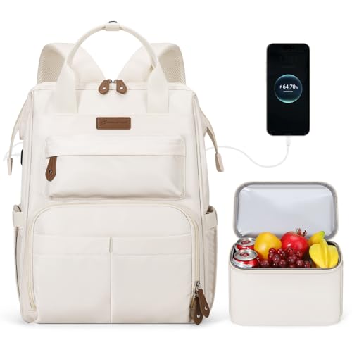 Maelstrom 15.6-17.3" Laptop Backpack with Lunch Box, Work Bag for Women Men - color: Beige