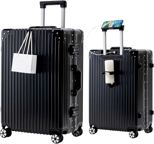 20-Inch Aluminum Frame Hardside Carry On Luggage, Black - color: Black, size: 20 Inch Carry-on