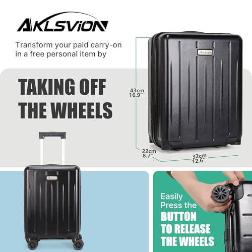 18-inch Carry-on Boarding Luggage: Equipped with Movable Wheels, TSA Approved,Under the Seat, Hard Shell Construction, Lightweight Bag with Essential Accessories (Jet Black) - color: Jet Black