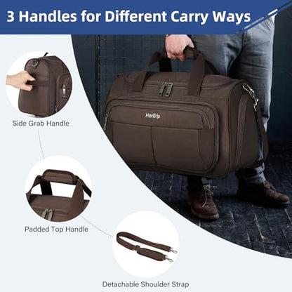 HanTrip 16 Inch Under Seat Carry On Duffle Bag for Airplanes, Coffee - color: Coffee, size: Carry-on 16.5-Inch