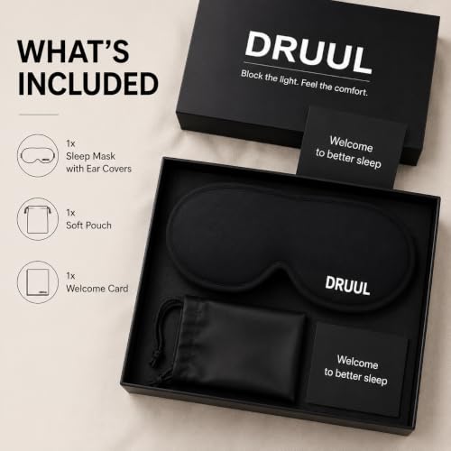 Blackout Sleep Mask with Ear Covers for Travel & Everyday Rest