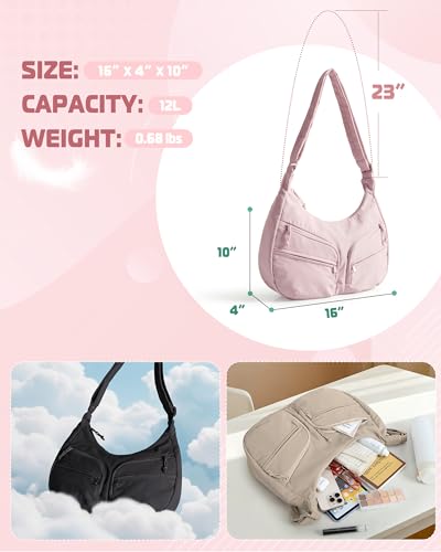 Smasrob Crescent Crossbody Bag with RFID Blocking Pocket and Bottle Holder - color: Pink