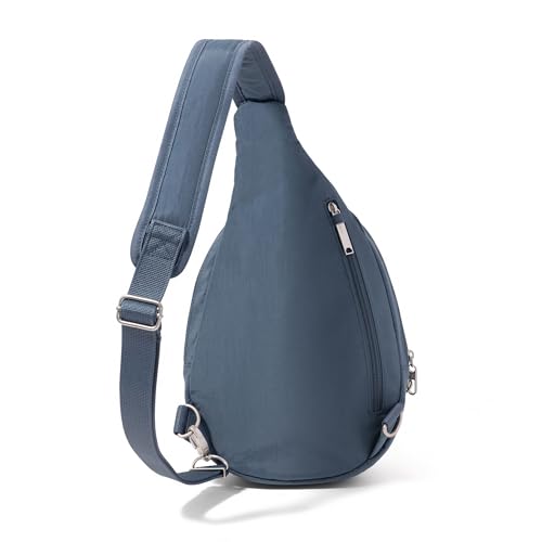 Baggallini Securtex® Anti-Theft Multi Zip Sling - Lightweight 8.6"x15.2" Travel Bag with Locking Zippers & RFID Protection - color: Mist
