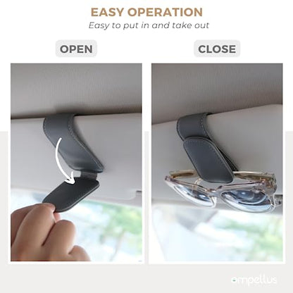 Magnetic Leather Car Sunglass Holder, Visor Sunglasses Holder Clip, 1 Pack - color: White