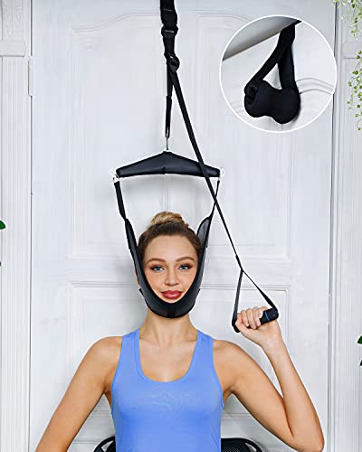 comness Cervical Neck Traction Device Over Door for Home Use, Portable Neck Stretcher Hammock for Neck Pain Relief, Physical Therapy AIDS for Neck Decompressor.