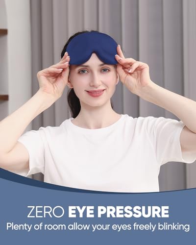 MZOO Luxury Sleep Mask for Women Men Patented Light Blocking Design - color: C-blue