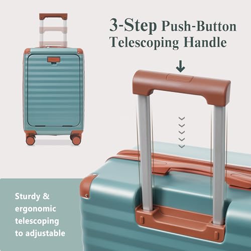 Merax Luggage Sets 3 Piece Top Open,Hardside Lightweight Carry on Suitcase - color: Blue Green-1, style: Luggage Set With Top Open 20