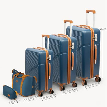 Cosbarn Luggage Sets, Durable 20,24,28 inch Suitcase Sets With Wheels - color: Navy