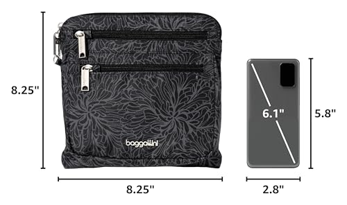 Baggallini Securtex Anti-Theft Large Crossbody - color: Midnight Blossom Print