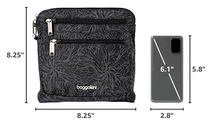 Baggallini Securtex Anti-Theft Large Crossbody - color: Midnight Blossom Print
