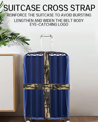 Luggage Straps for Suitcases, Adjustable Travel Belt, Durable Wide Luggage Strap, Cute Suitcase Strap Identifiers with Buckle, Bag Straps for Luggage, Classic Camouflage - color: Classic Camouflage