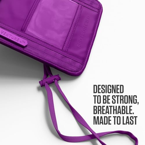 VENTURE 4TH Travel Neck Wallet, RFID Blocking Passport Holder -Sleek Purple - color: Sleek Purple