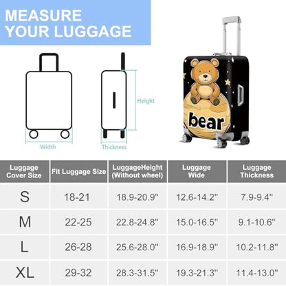 ANNA QUEEN Travel Luggage Cover Suitcase Protector Suitcase Cover Anti-Scratch,Stretchable Bag Cover Washable Durable Polyester - color: bear, size: XL(fits 32-34Inch suitcase)