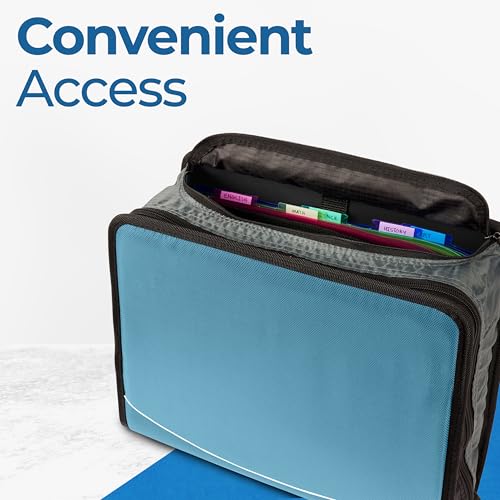 Case-it School Zipper Binder | 3" O-Rings | 600-Sheet | D-146 Aqua Marine - color: L Blue Aqua, size: 1 Pack