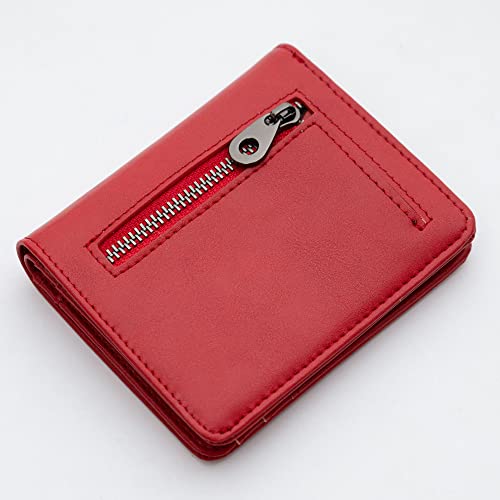 Alldaily Small RFID Wallet for Women Slim Compact Bifold Pocket Ladies Travel Mini Purse (Red) - color: Red