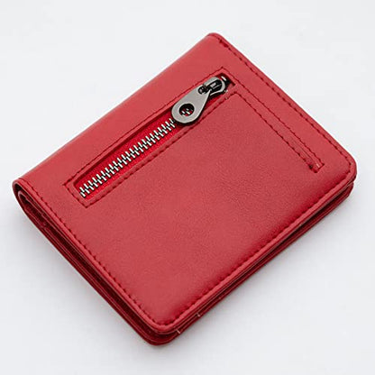 Alldaily Small RFID Wallet for Women Slim Compact Bifold Pocket Ladies Travel Mini Purse (Red) - color: Red