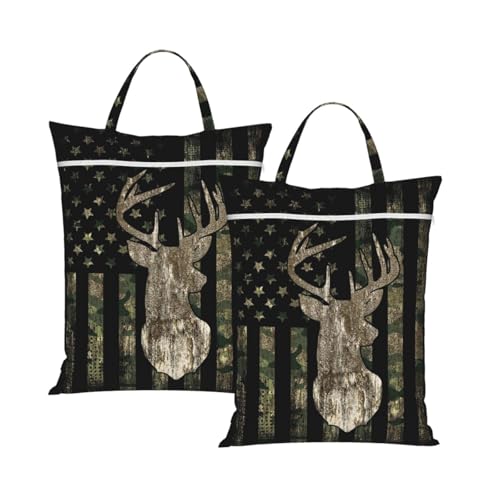 "camo Camouflage Hunting deer 2-Pack Travel Laundry Bags for Dirty Clothes- Large Waterproof Laundry Tote, Wet & Dry Use, Reusable Foldable Carry Handles for Vacation, Gym & Dorm" - color: Camo Camouflage Hunting Deer