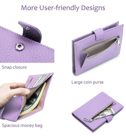 RFID Passport Wallet for Women, Genuine Leather Travel Holder - color: Lavender