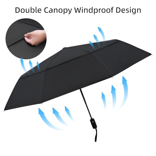 TradMall Travel Umbrella 42/45 Inches Double Vented Canopy - color: Black, size: 45 Inches