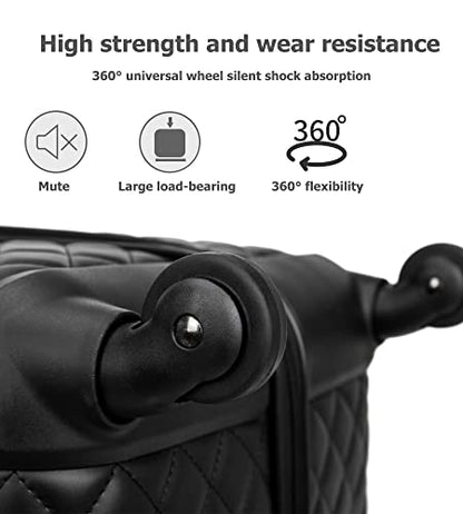 feilario Plaid PU Leather 4 Piece Luggage Set with Travel Bag - color: B-Black