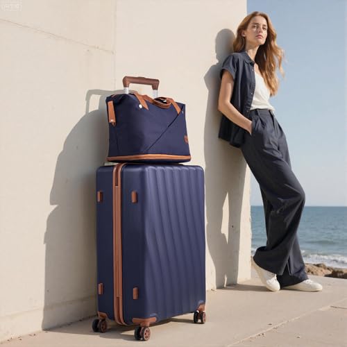 Luggage Sets 5 Piece Suitcases with Wheels(Purple, 20"/24"/28" DB/TB) - color: Purple, size: 5 Piece Sets (20/24/28/DB/TB)