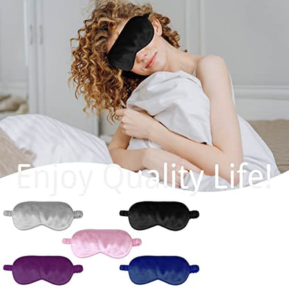 1 Pack Sleep Mask, Silk Eye Mask with Elastic Strap, Blindfold, Soft Silk Sleeping Mask for Girls, Women, Men (Pink) - color: Pink