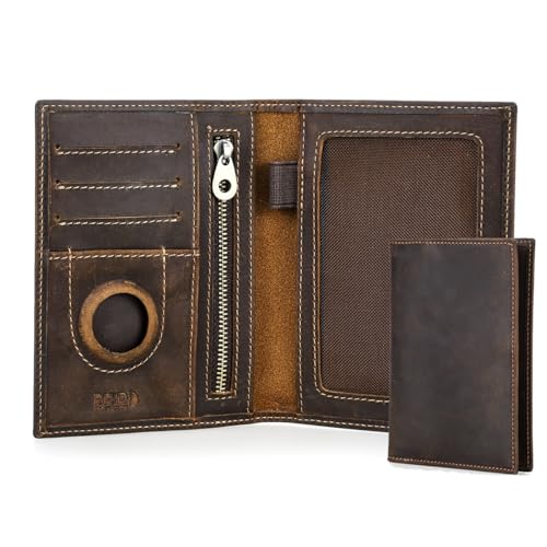 CONTACTS Rfid Passport Holder for Men Leather Passport Wallet by Handmade - color: Coffee, style: Plain- Classic