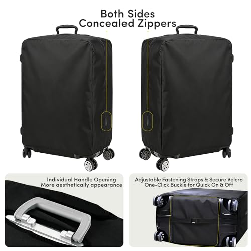 Luggage Cover Protector Compatible with Tumi, Upgraded Oxford Fabric Stretch Cover with Double Zipper, Washable Travel Suitcase Protector, Fits 24-25 Inch Case(Black) - size: 24-25
