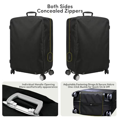 Luggage Cover Protector Compatible with Tumi, Upgraded Oxford Fabric Stretch Cover with Double Zipper, Washable Travel Suitcase Protector, Fits 24-25 Inch Case(Black) - size: 24-25